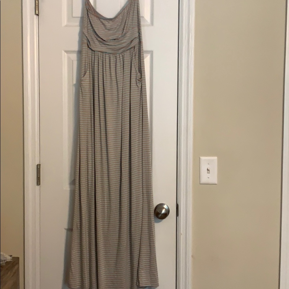 Blue & orange striped maxi dress.